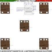 Mini Sensore Magnetico Marrone Antifurto Per Infissi 5 Pezzi Contatto Reed NC in Ampolla Sottovuoto Campo Attrazione 10 mm Tensione Max 100 V Corrente 1 A Fori di Fissaggio Protezione IP65 4 Fili