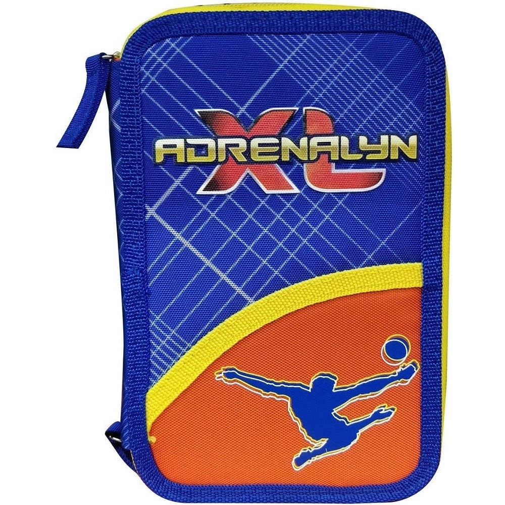 Trade Shop - Astuccio Scuola Calciatori Panini Adrenalyn Triplo Completo 3 Zip Per Ragazzi -