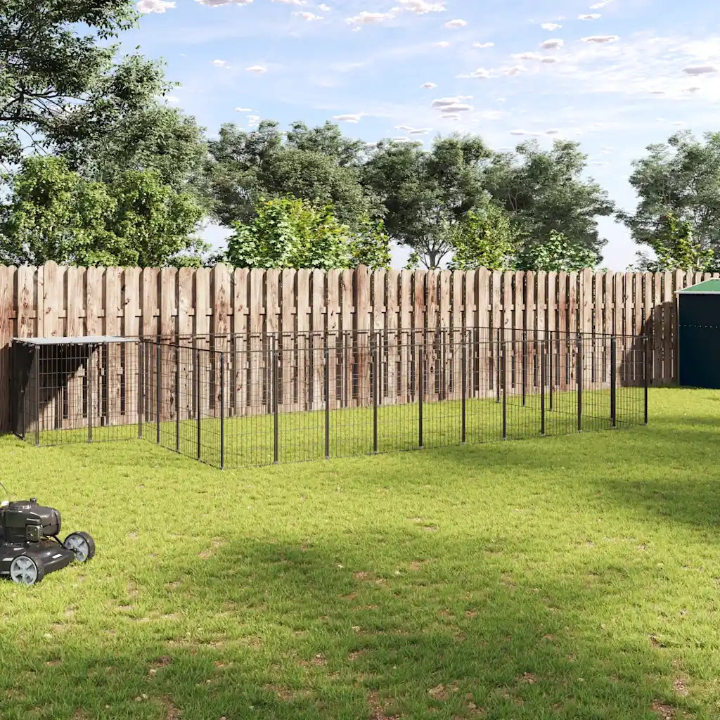 Gabbia per Cani Nera 19,36 m² in Acciaio 3082215