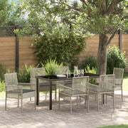 Set da pranzo da giardino 7 pezzi con cuscini Grigio chiaro Polyrattan