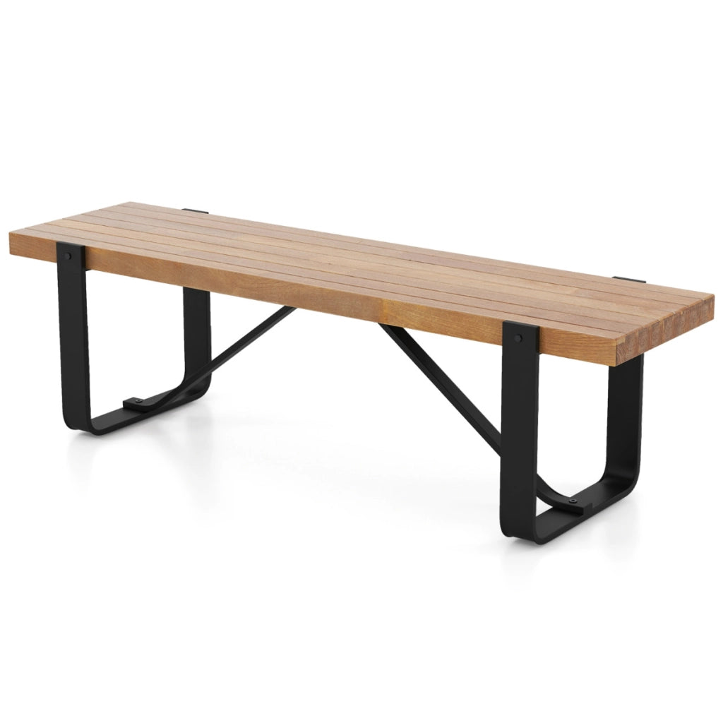 Panchina per ingresso lunga 152,5cm con struttura in metallo portata di 300kg, Panchina per corridoio in legno Naturale
