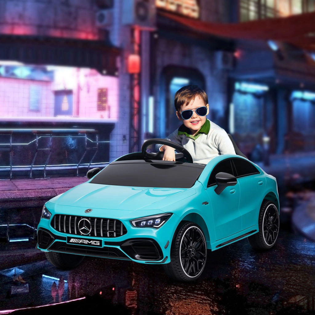 Auto Elettrica per Bambini Telecomandata ¨C zephmum ¨C Blu Chiaro, Luci LED, Clacson, Ruote Trasporto