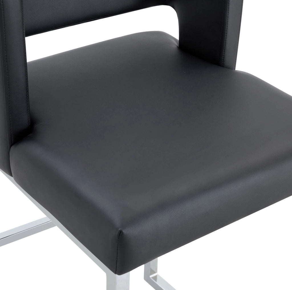 Sgabello da bar 91.4 cm con seduta imbottita in PU; gambe in metallo; nero e argento