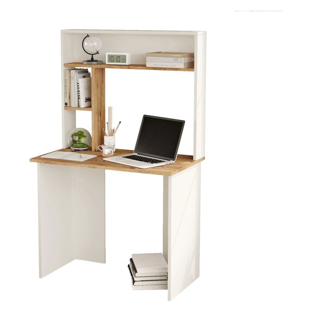 Nicotera, Scrivania 3 Ripiani, 90x52x149h cm Marrone Rovere Nodi