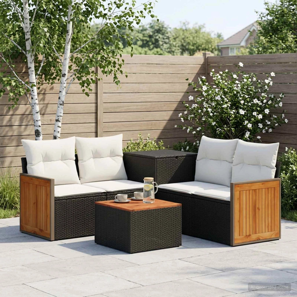 Set di divani 6 pz Nero e Bianco Crema 3447710