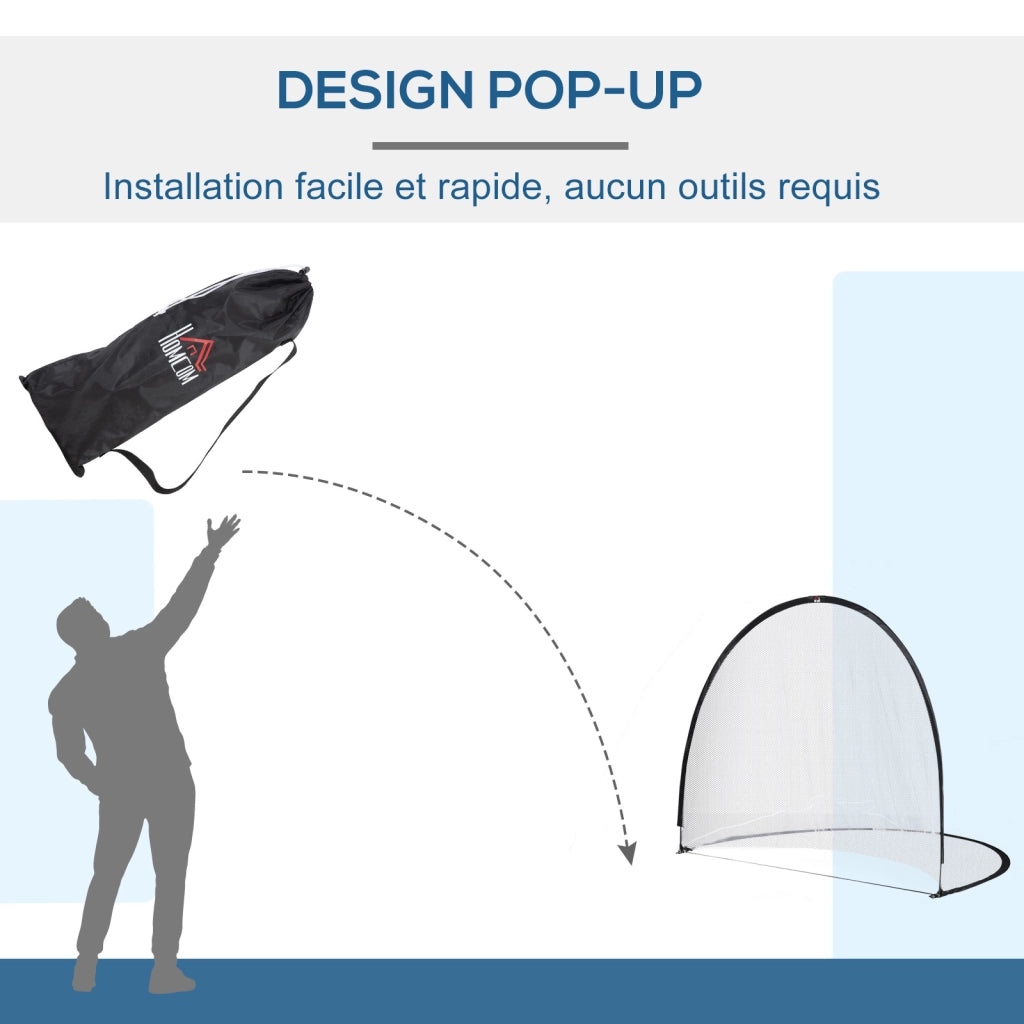 Cage da Calcio Pop Up con Sacchetto e Pali ¨C zephmum ¨C 247x203x201.5 cm Nero Bianco