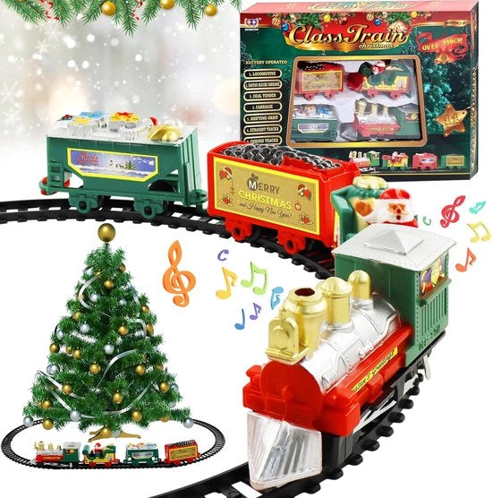 Treno di Natale elettrico - Treno di Natale elettrico - Treno intorno all'albero di Natale - Decorazione di Natale a vapore - Treno di Natale giocattolo - Treno di Natale con luce e suono - Decorazione di Natale - Accessori del villaggio di Natale