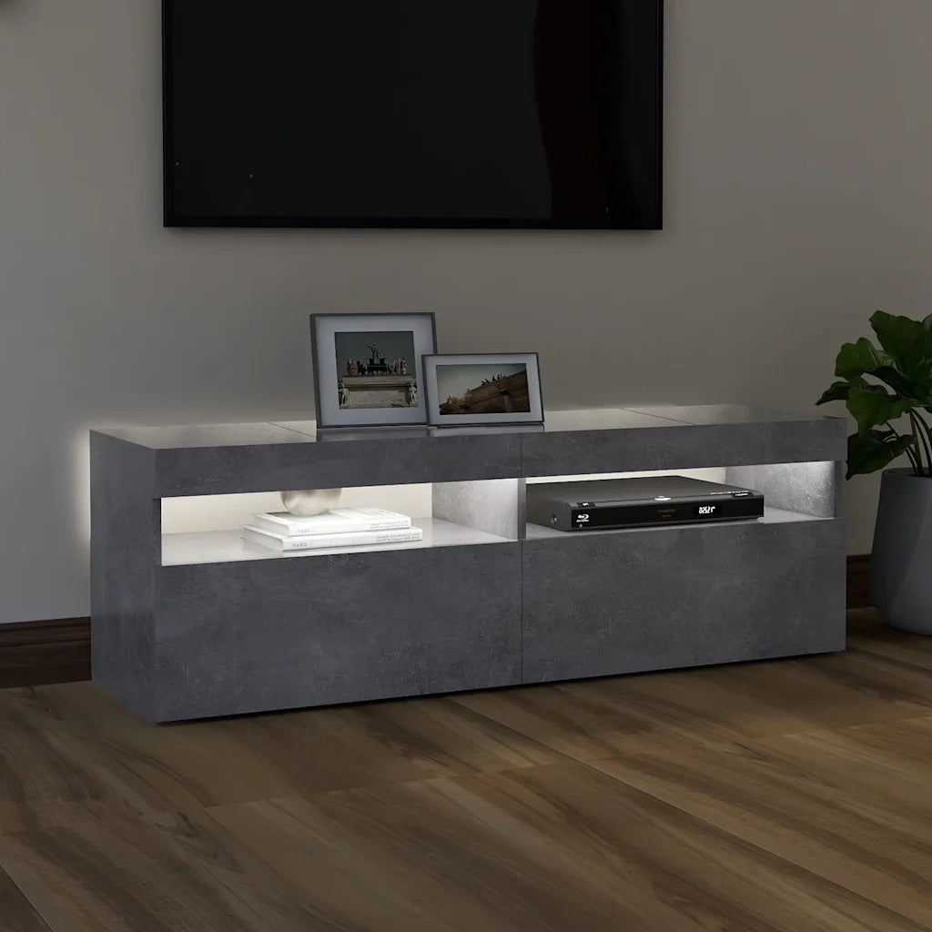 Mobile Porta TV con Luci LED Grigio Cemento 120x35x40 cm 804377