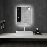 kleankin Specchio Rettangolare Luminoso a LED da Parete per Bagno 80 x 60 cm, Luminosità Regolabile, Bianco e Trasparente