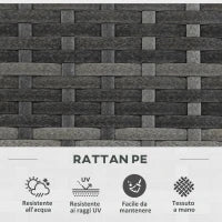 Fioriera con Grigliato per Rampicanti con 2 Vasi in Acciaio e Rattan PE, 57x30x107cm, Grigio