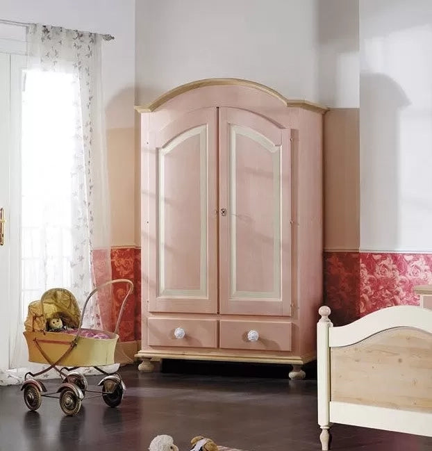 Armadio 2 porte in legno rosa e miele shabby 125x60x200 (2200) - Mobili 2G
