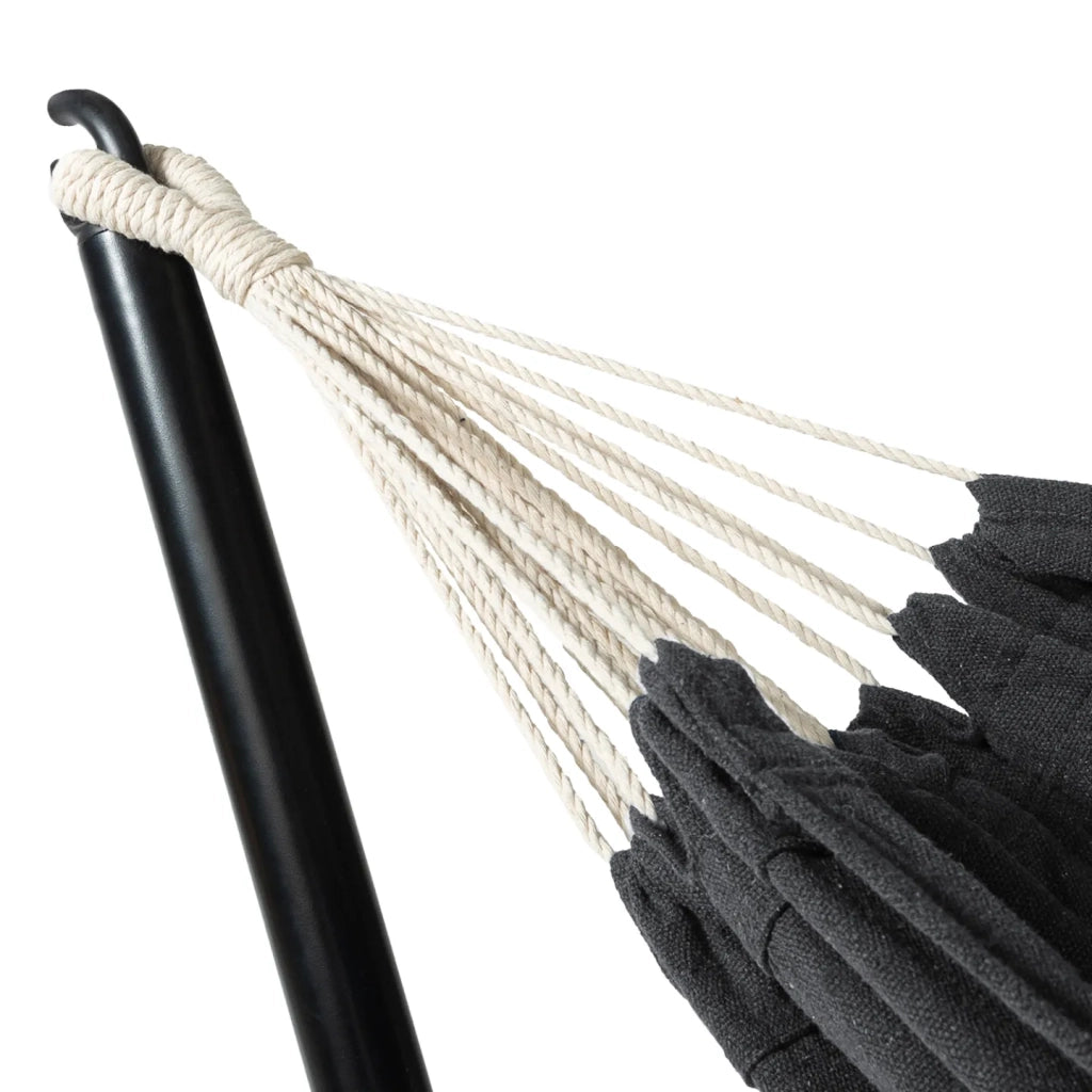 IDMarket - Amaca con supporto in metallo nero e tela grigio antracite