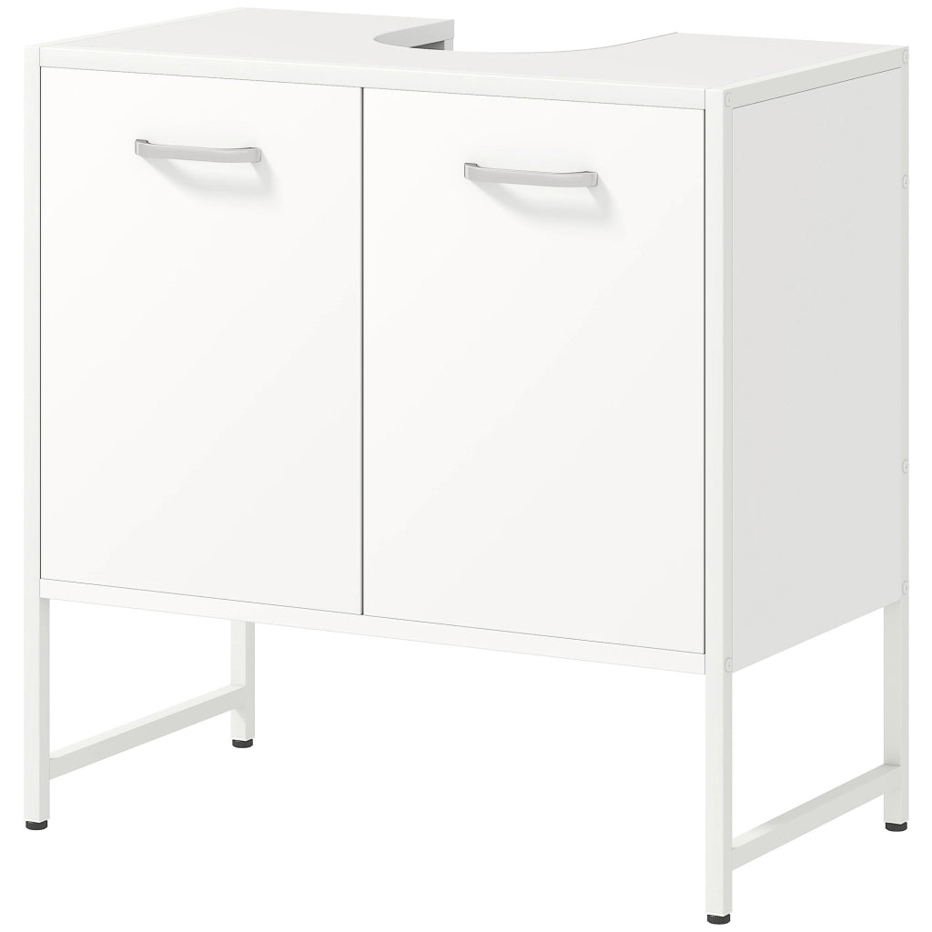 Mobile Sottolavabo Bagno con 2 Ante e Ripiano Regolabile ¨C zephmum ¨C Bianco