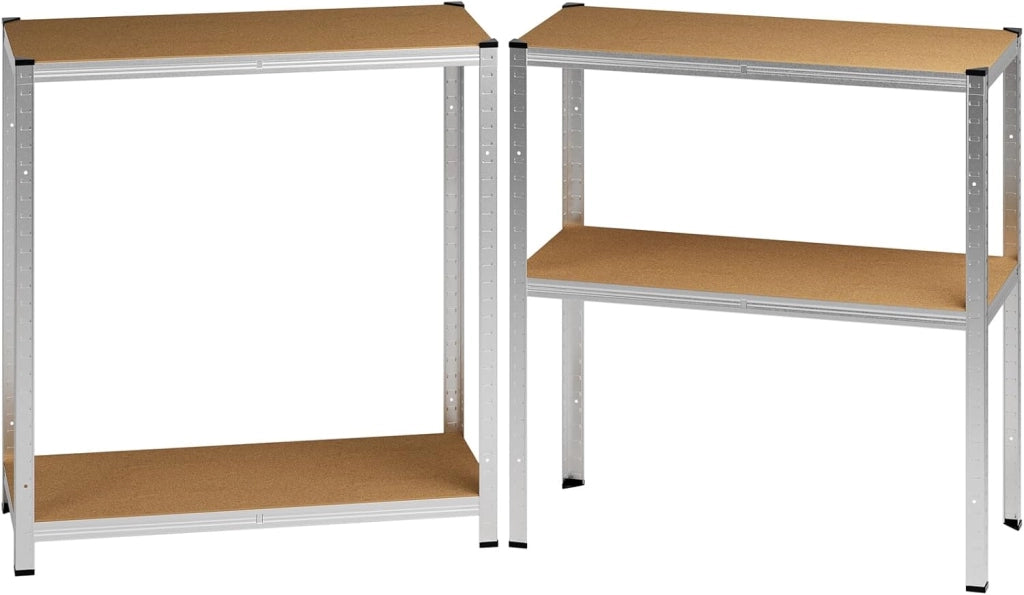 Scaffale ad alta portata 2 pezzi in metallo capacità di carico totale kg 170x75x30cm 4 ripiani in MDF