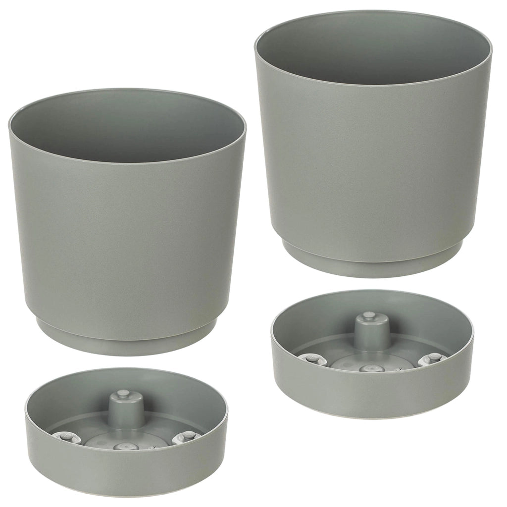 KADAX Vaso da fiori con coprivaso e sottovaso, rotondo, 14,5 cm, set da 2