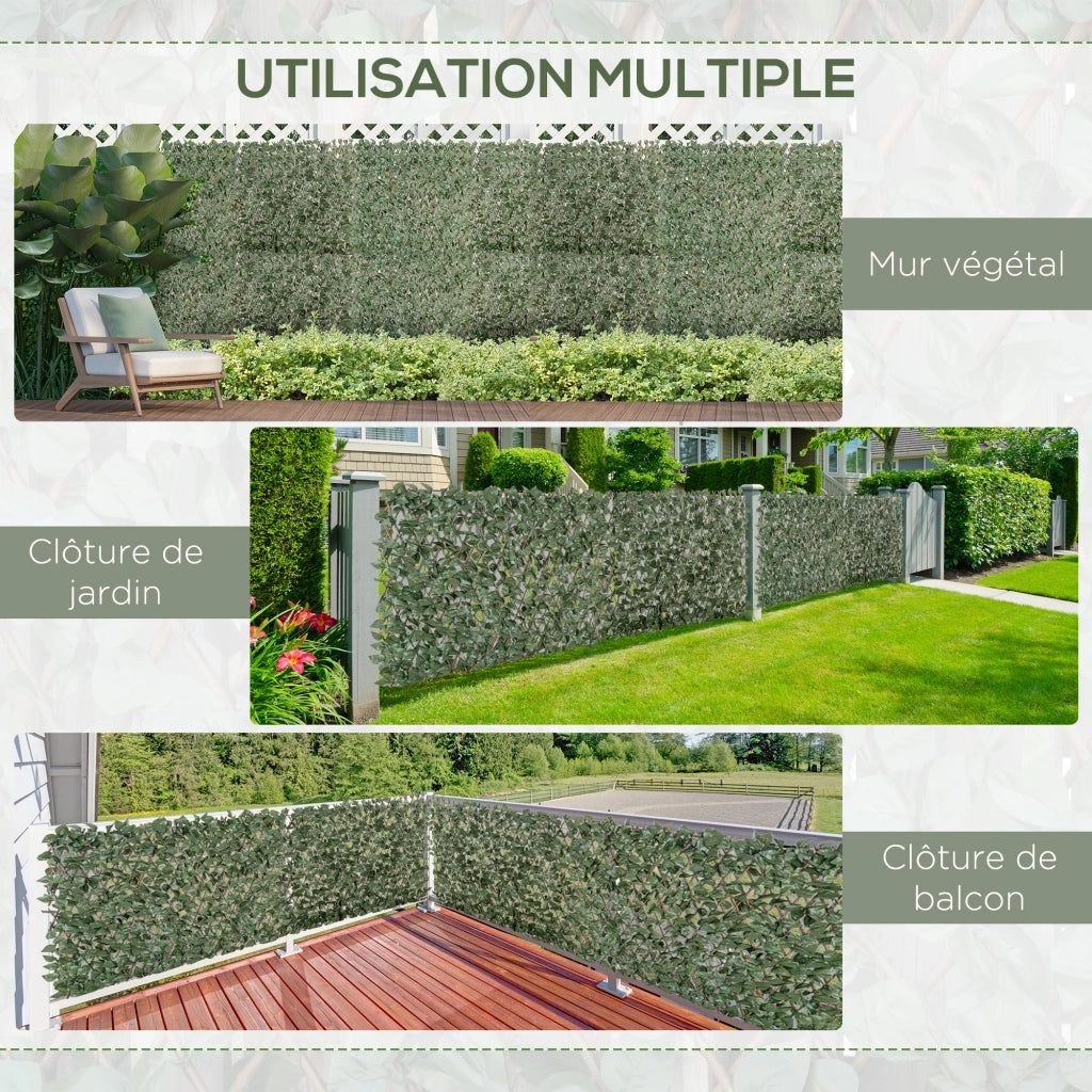 Siepe Artificiale Estensibile Edera ¨C Xylo ¨C Verde Foglie Polyester 200x100 cm Set 4 Pezzi