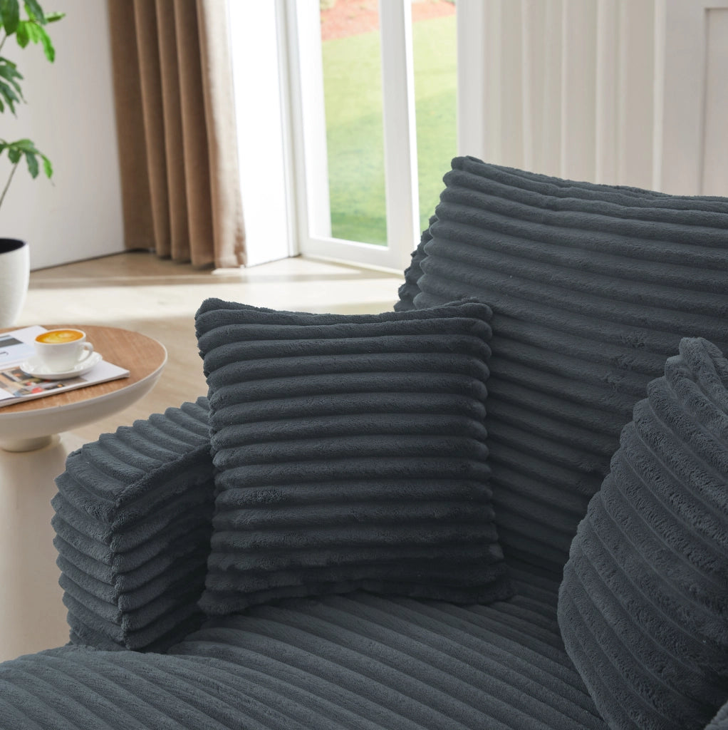 Chaise longue in velluto a coste grigio scuro, senza montaggio
