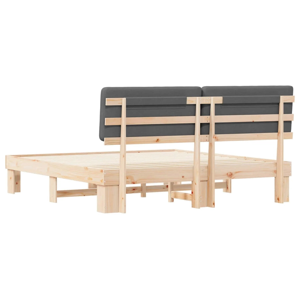 Letto con Testiera Rivestita Grigio scuro 200 x 200 cm