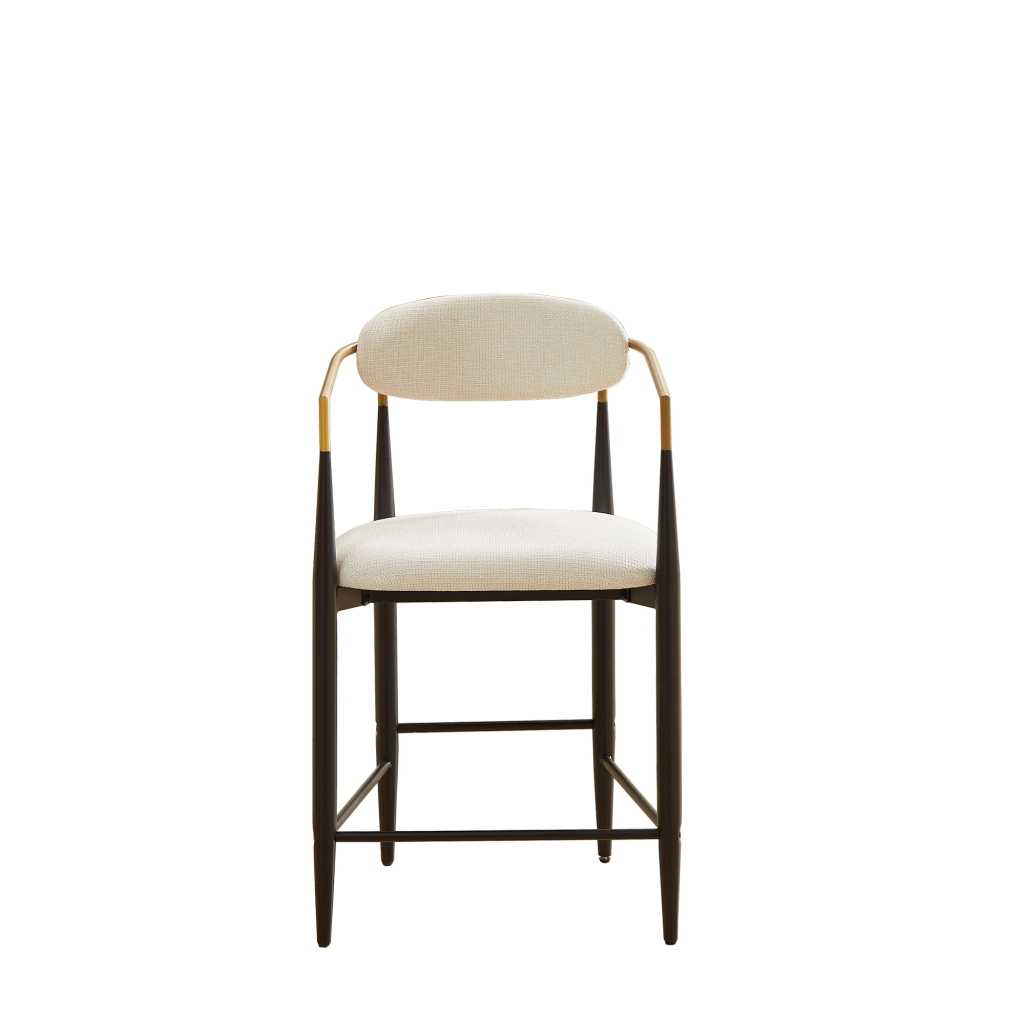 Set 2 sedie con braccioli in tessuto beige nero e oro