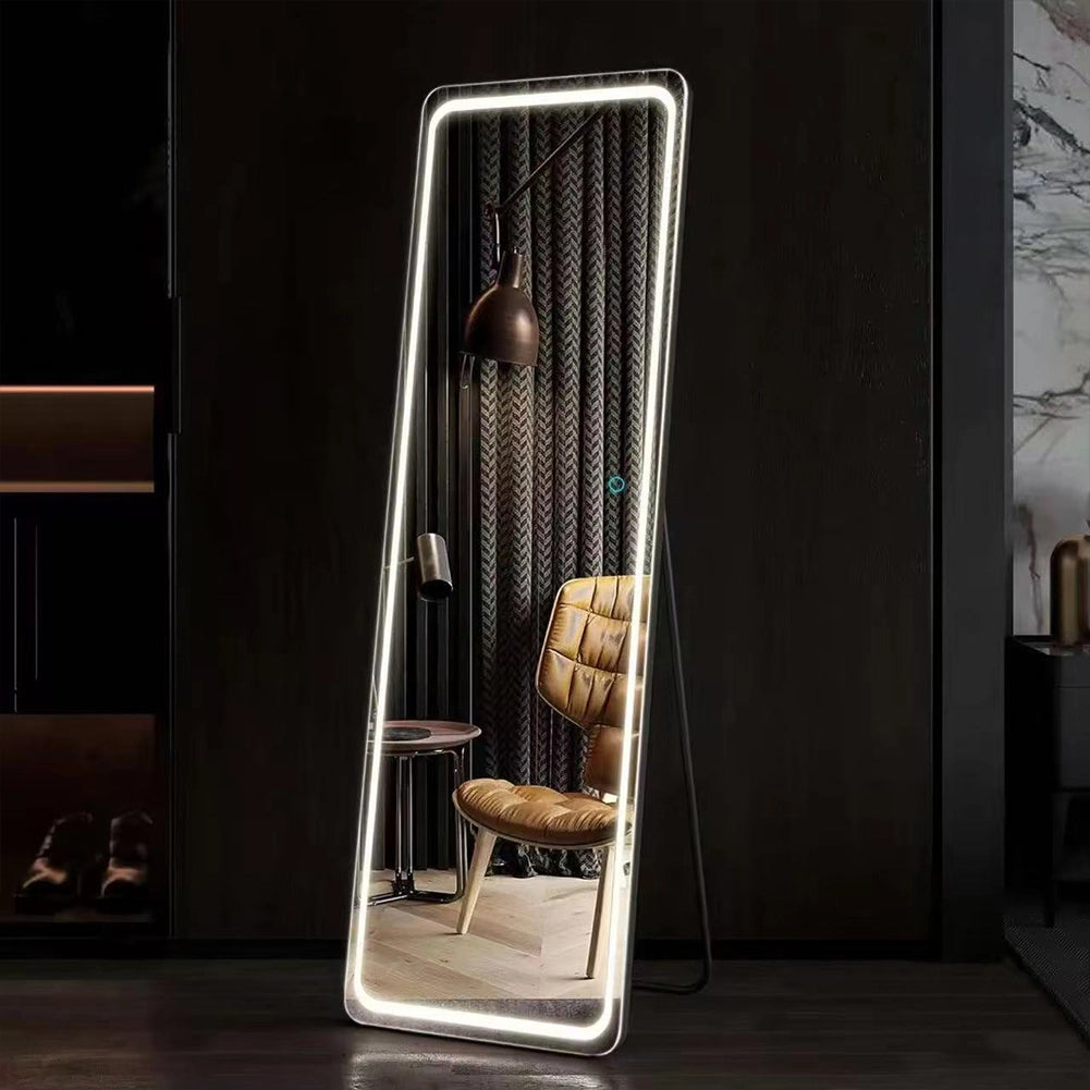 Specchio da terra grande figura intera con luci LED 160 x 50 cm Pulsante Touch