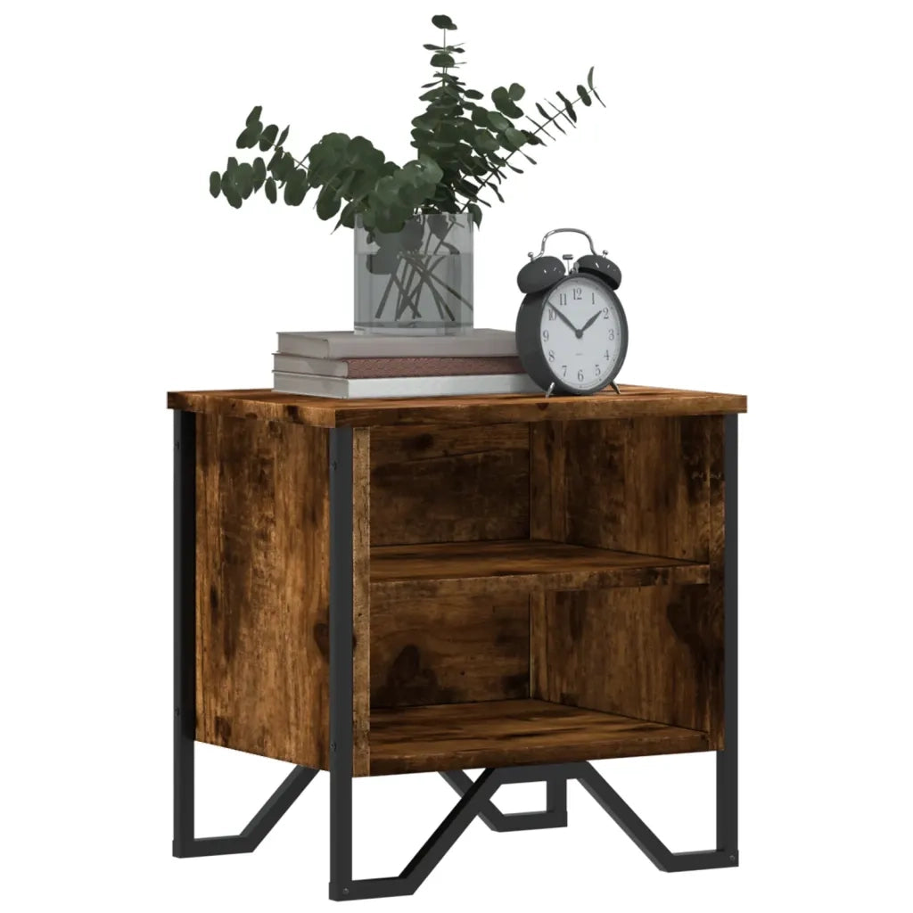 Comodino Rovere Fumo 2pz 40x30x40 cm in Truciolato 848499