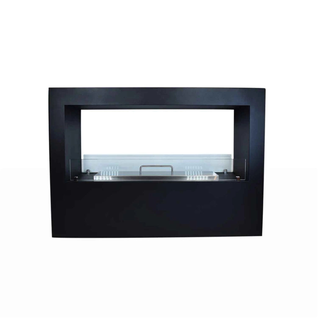Giotto - Camino a bioetanolo da terra per interno ed esterno 100x30xH70 cm, colore nero