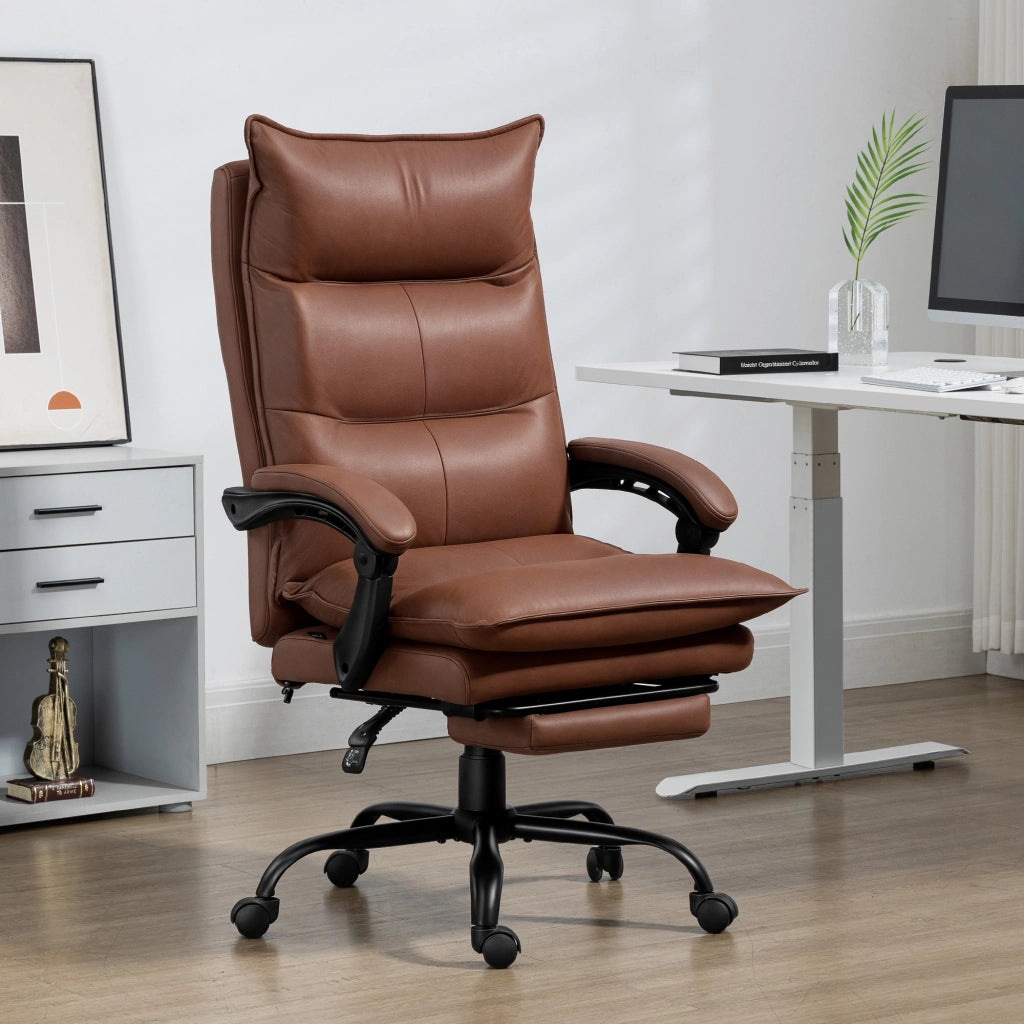 Sedia da ufficio ergonomica con massaggio e riscaldamento ¨C Xylo ¨C Schienale reclinabile, Marrone