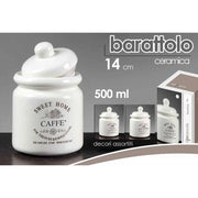 Barattolo ceramica bianca sale - zucchero - caffe' sweet home