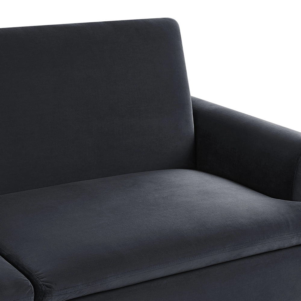 Divano Letto in Velluto Nero 3 Posti Click Clack Gambe In Metallo Dorato