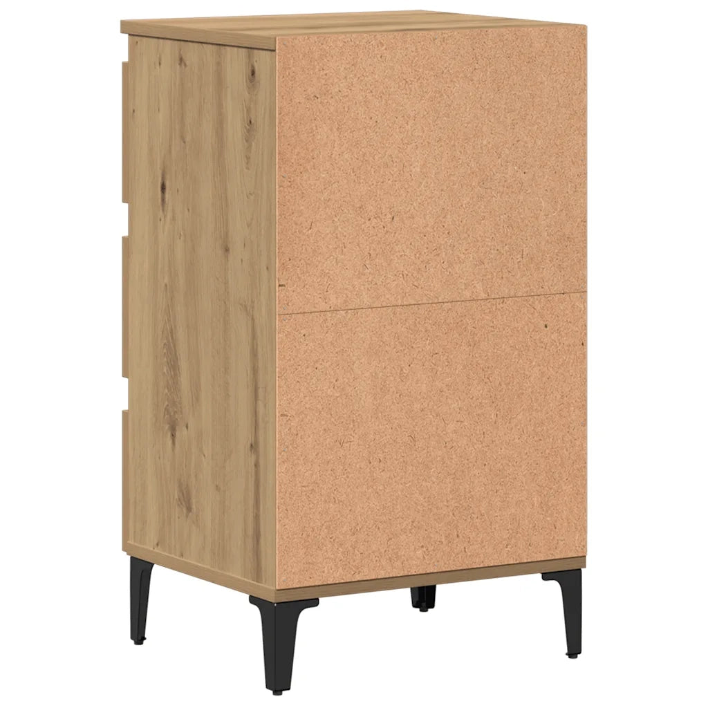 Comodino con Gambe in Metallo Rovere Artigianale 40x35x69 cm