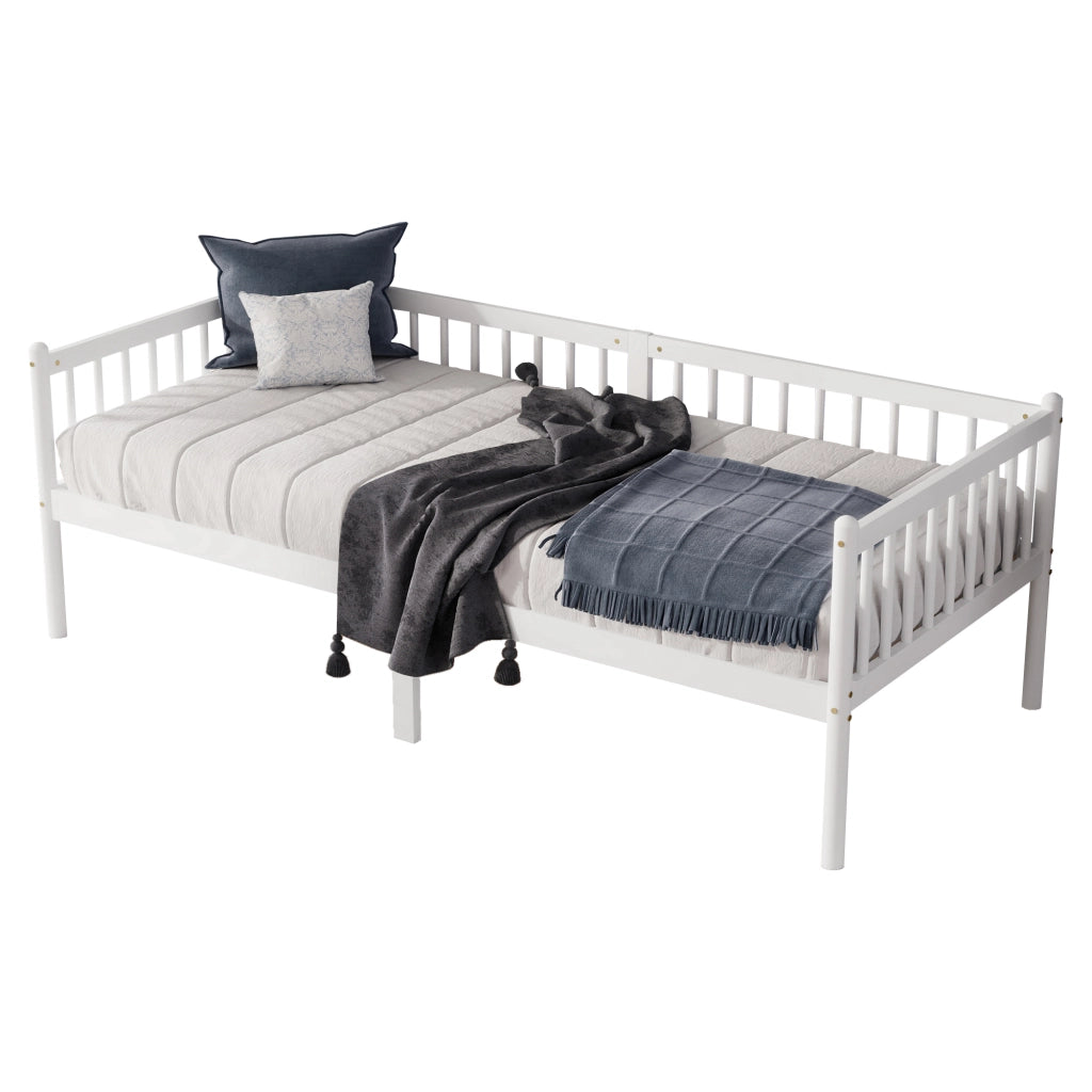 Divano letto 90 x 200 cm, letto singolo in pino, bianco