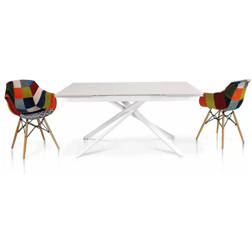 Tavolo big table piano vetro bianco misura l.160 p.90 h.76(aperto 240 cm) (950) - Mobili 2G
