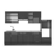 Cucina componibile Fame-Line Antracite lucido/Antracite 280 cm, PL Marmo Vicco