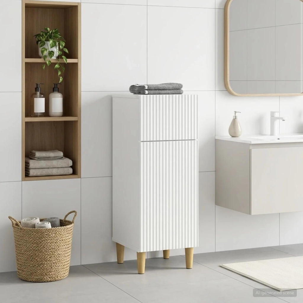 Mobiletto da Bagno ARNHEM Bianco Lucido 30 x 31 x 80 cm 896609