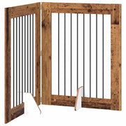 Cancello per cani con supporti 2 pz Legno antico 80 x 100 cm CFW4456857