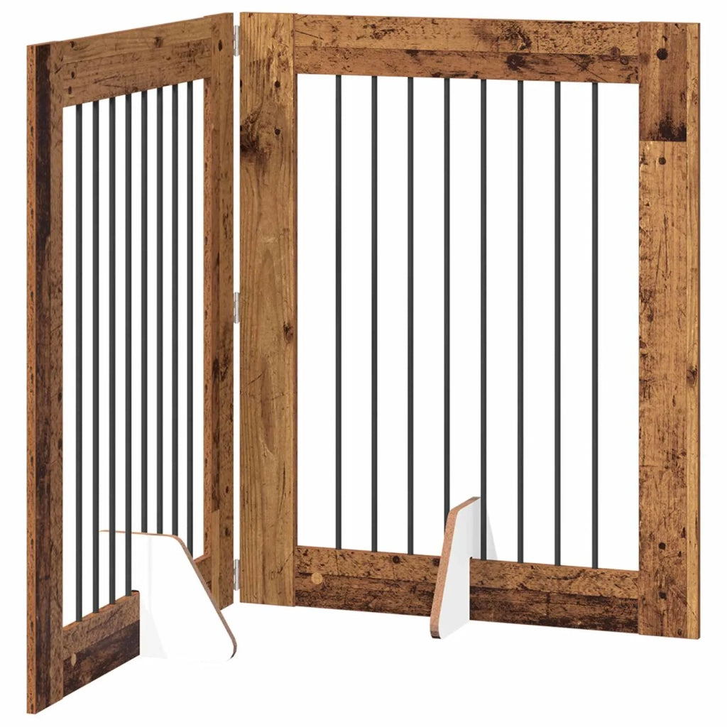 Cancello per cani con supporti 2 pz Legno antico 80 x 100 cm CFW4456857