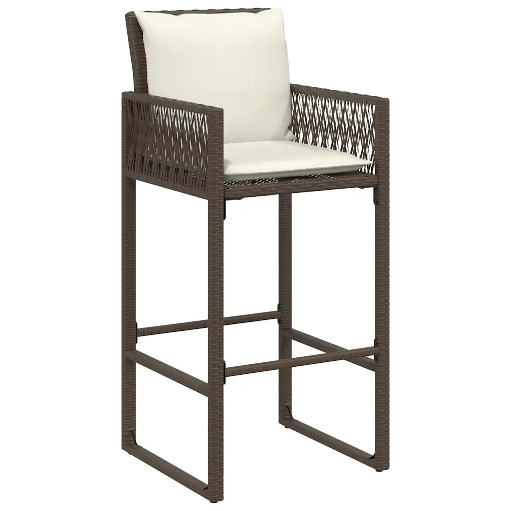 Sgabelli da Bar con Cuscini 2 pz Marroni in Polyrattan 368706