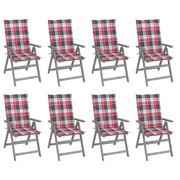 Sedie Giardino Reclinabili 8pz Cuscini Massello Acacia Grigio cod mxl 76242