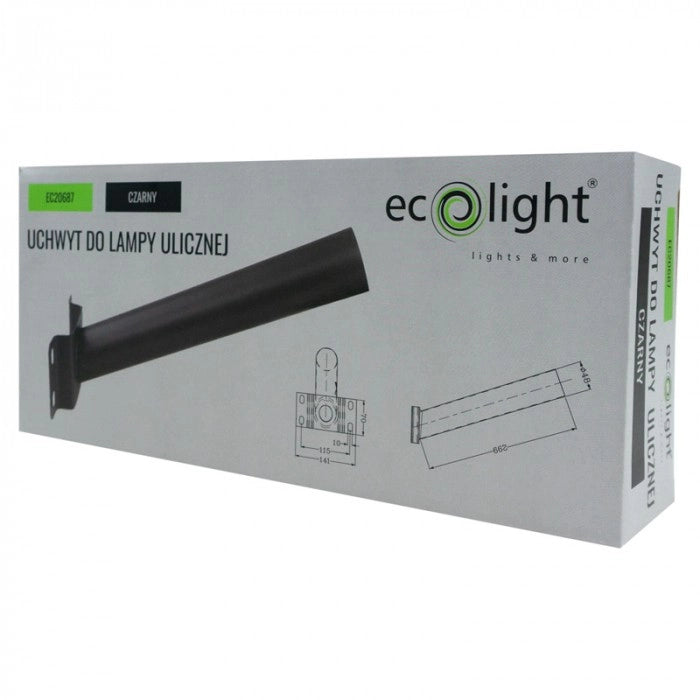 Staffa per lampione braccio 30 cm nera acciaio Ecolight