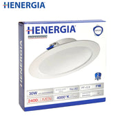 DOWNLIGHT 30W 2400LM 4000K IP20, IC DRIVER ESTERNO, PF 0.9, DIMENSIONI 225*54mm,