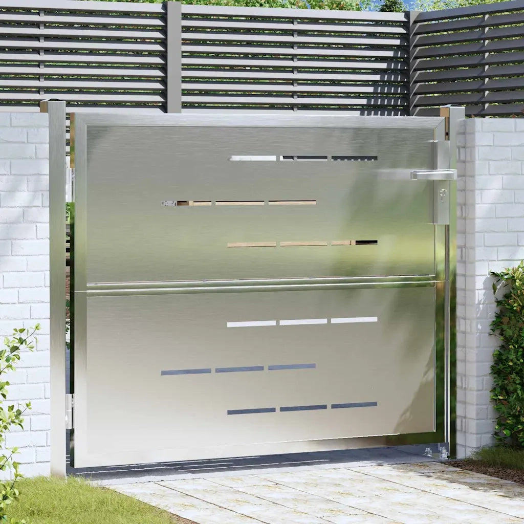Cancello da giardino Argento 85 x 70 cm Acciaio inossidabile 3402573