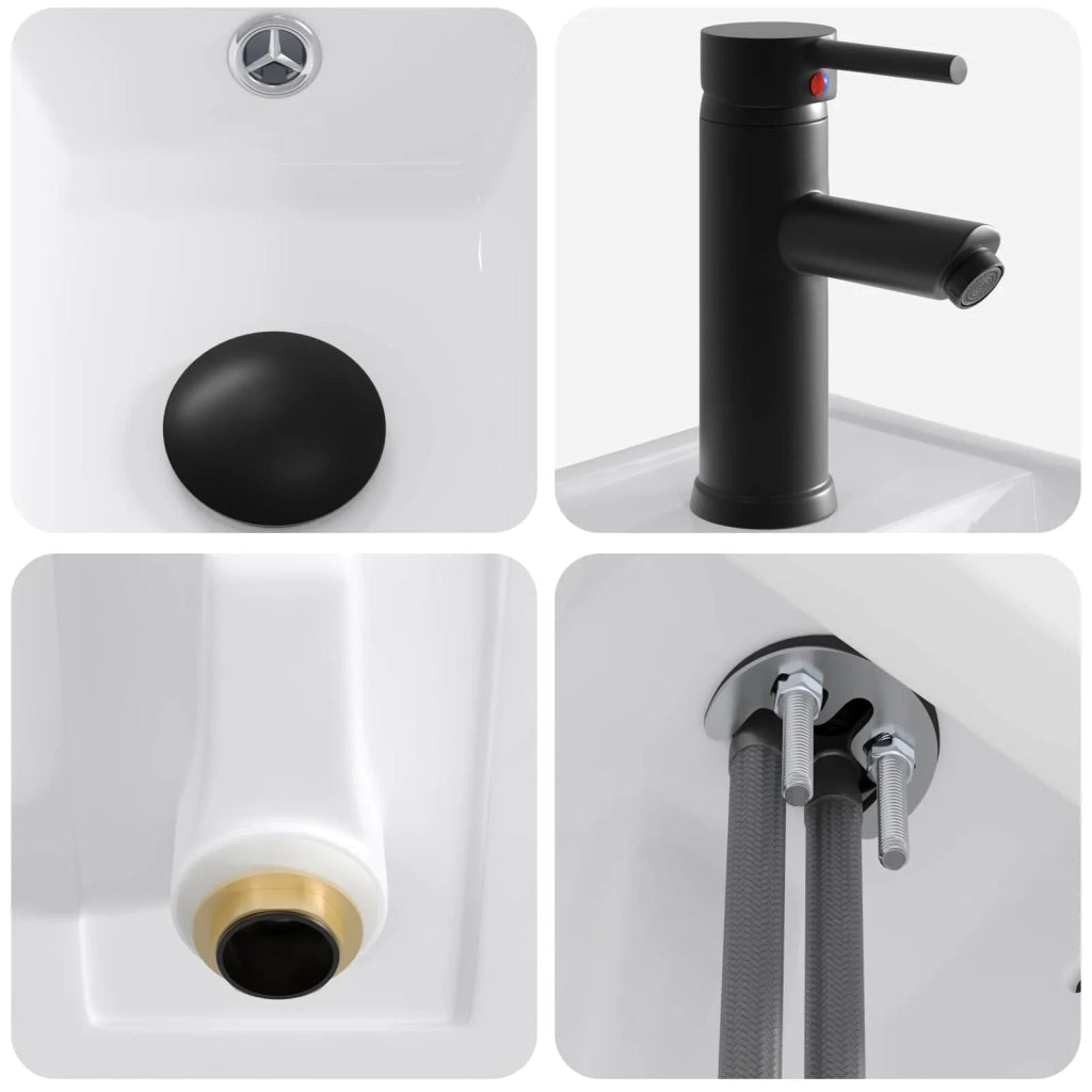 Lavabo da bagno Nero Opaco 40,5 x 22,5 x 11,5 cm Metallo 890227