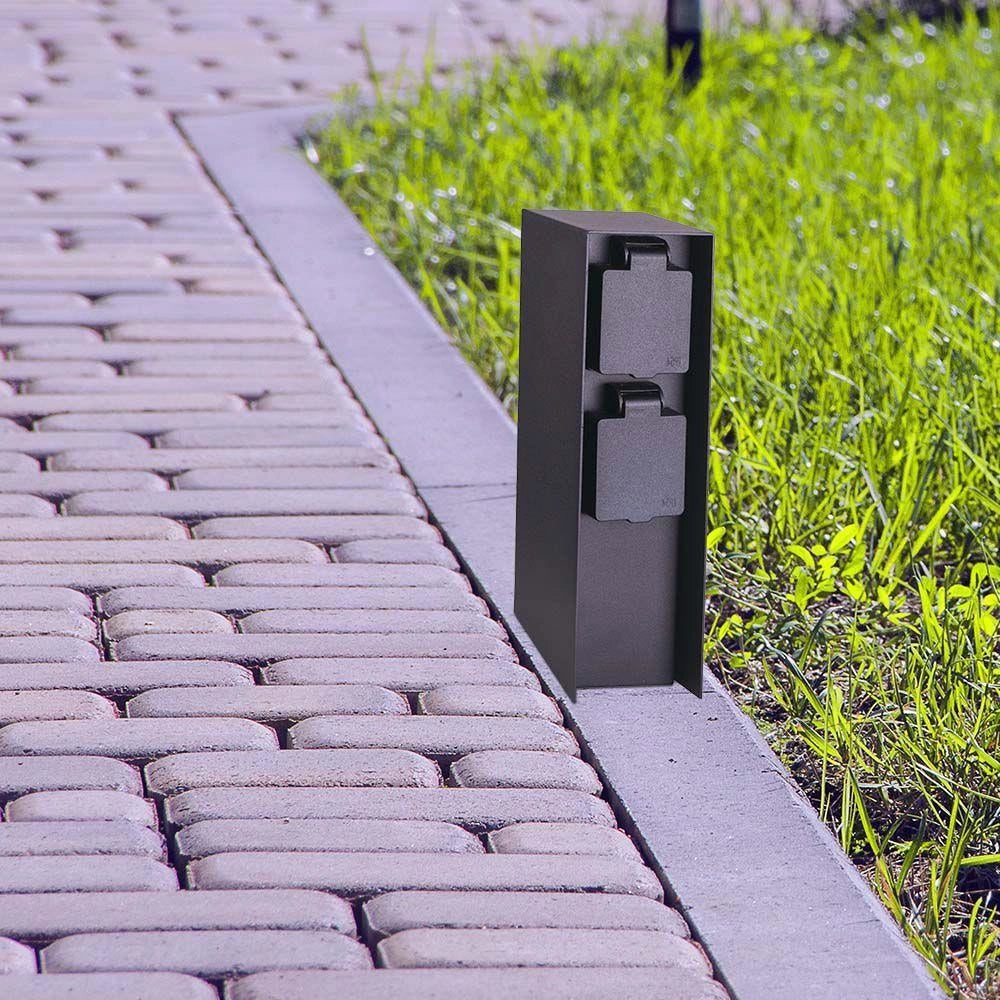 Paletto elettrico giardino V-TAC nero 2 prese IP44 23cm