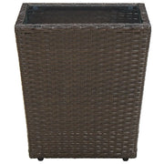 Tavolino-Tavolino da soggiorno-Tavolo Marrone 41,5x41,5x44cm in Polyrattan e Vetro Temperato