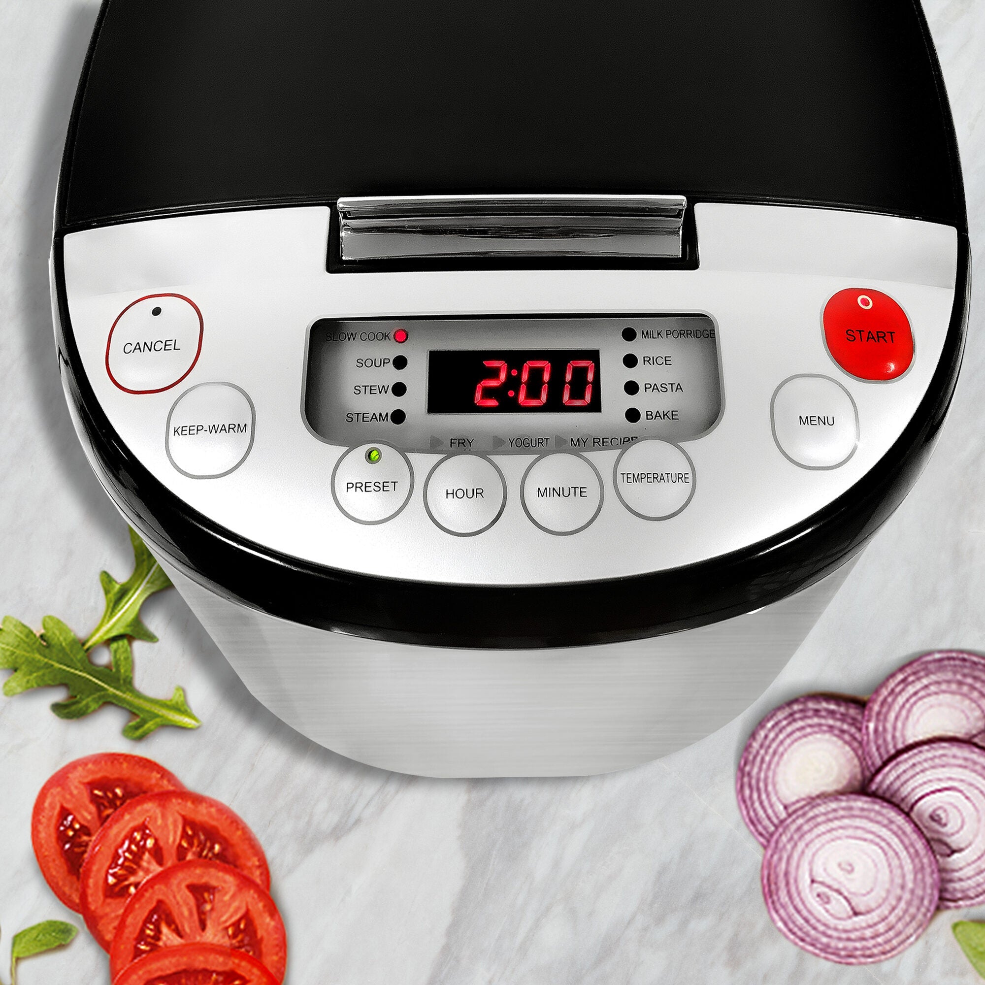 SOGO Robot da Cucina Multifunzione – 11 Programmi, 5L, Corpo in Acciaio Inox, Display LED, Timer 24h, 900W