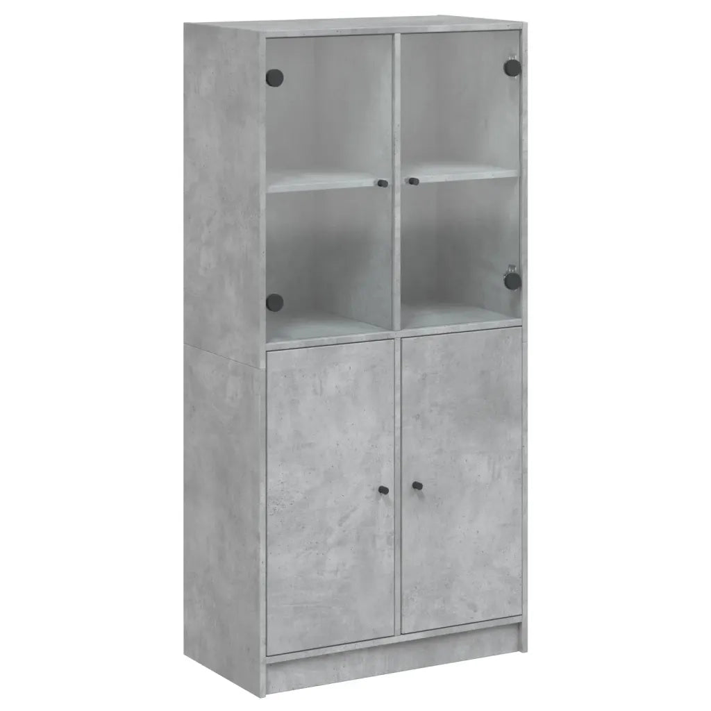Credenza con Ante Grigio Cemento 68x37x142 cm Legno Multistrato 3295867