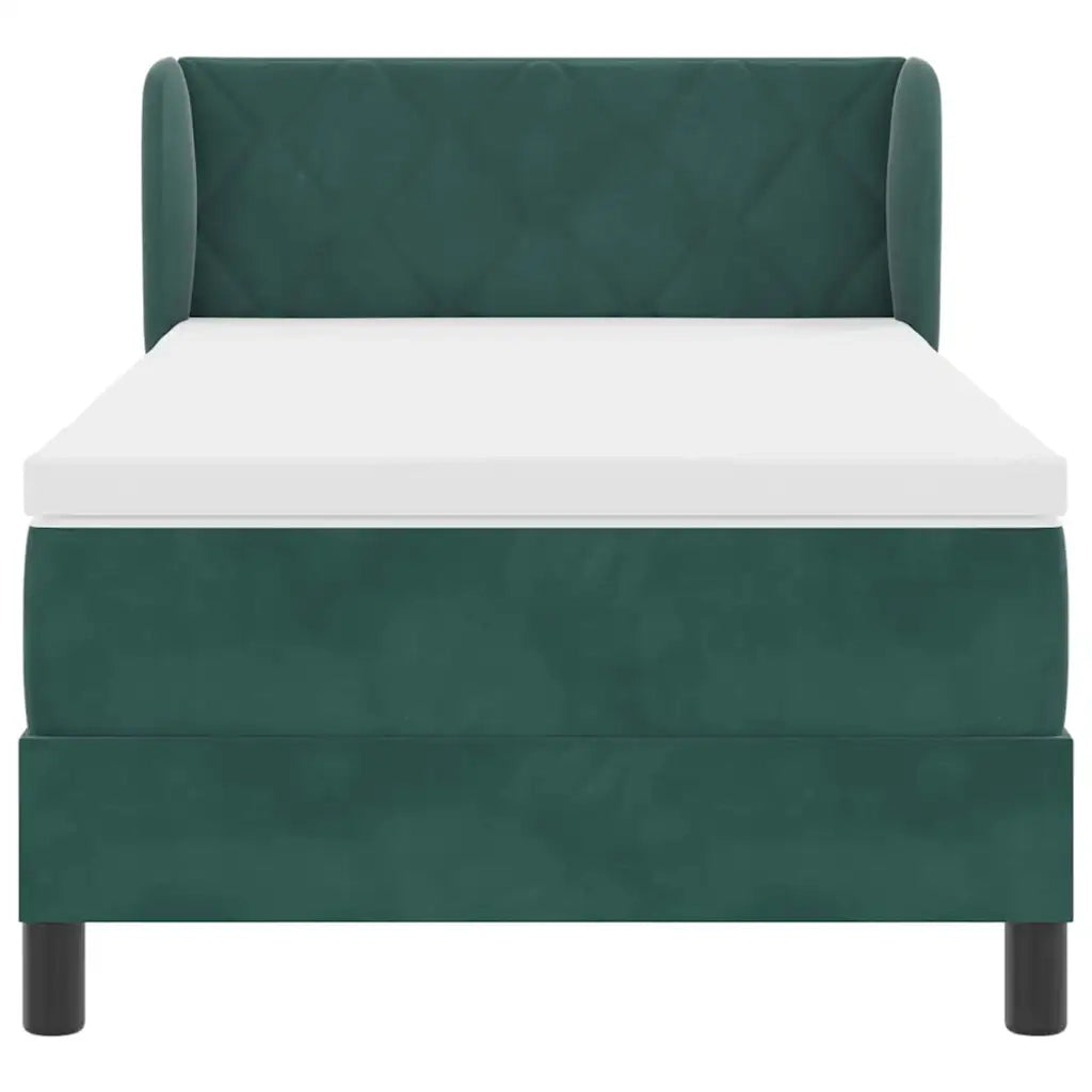 Letto a molle con materasso Verde scuro 100 x 200 cm Velluto 3340433
