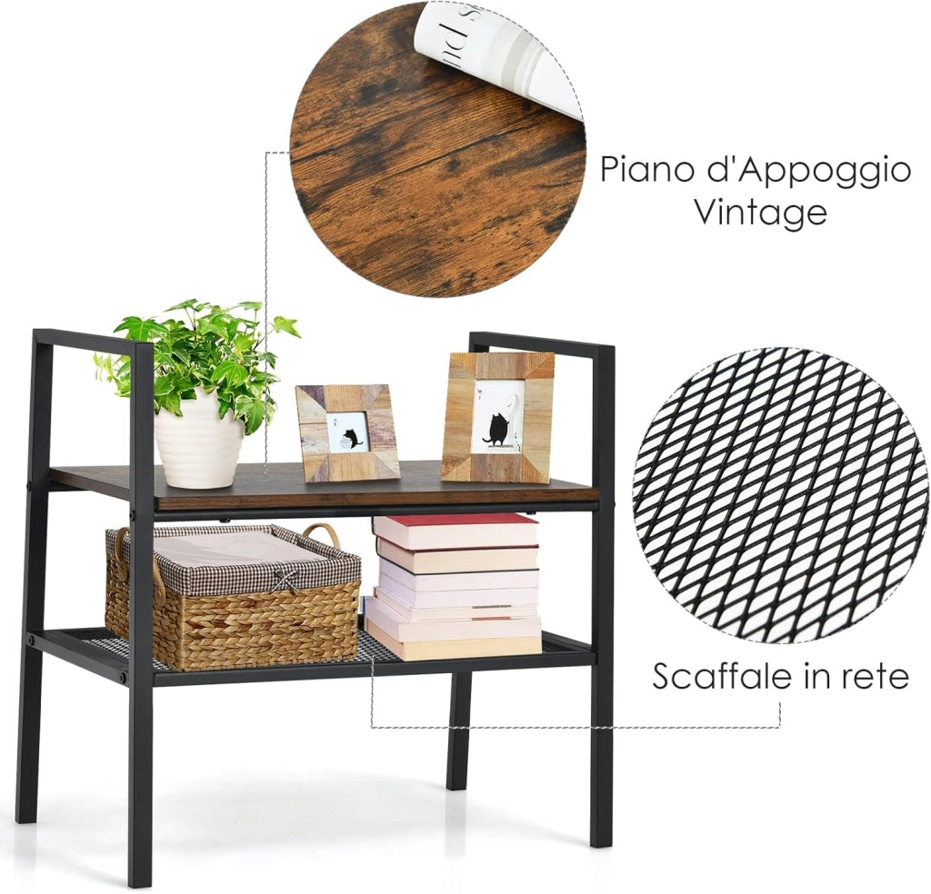 Scaffale di Stoccaggio a 2 Livelli, Scaffale Impilabile con Rete Metallica, Scaffale Compatto e Multiuso per Soggiorno Camera da Letto Ingresso, Carico Massimo: 30kg (2 pezzi)