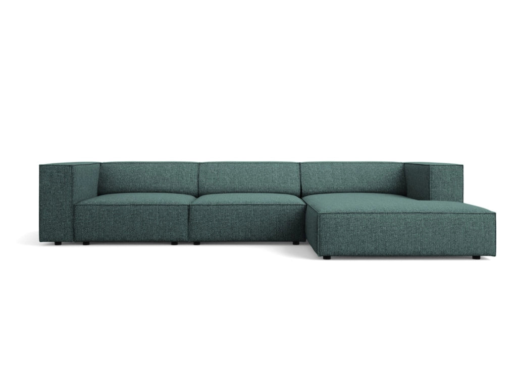 Cosmopolitan Design - Divano angolare destro "Arendal" 4 posti in ciniglia petrolio 