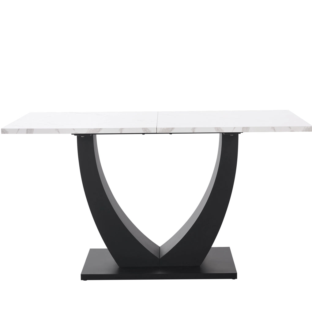 Tavolo da pranzo 140x75x75.5 cm rettangolare con piedini regolabili; MDF e metallo bianco e nero